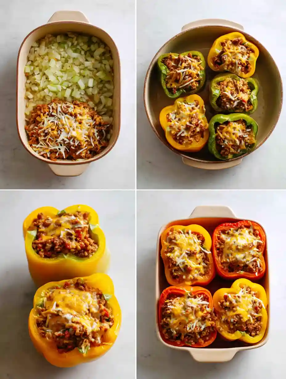 Step-by-step process of cooking Costco stuffed peppers at home
