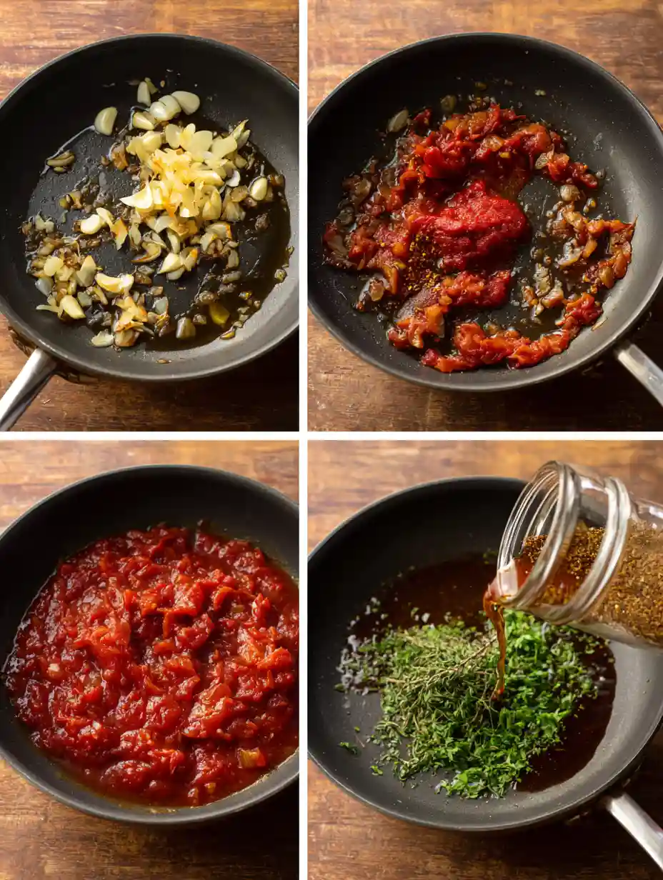 Step-by-step images showing how to make tram sauce